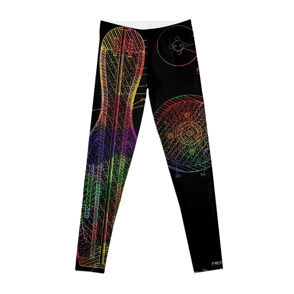 

Bowling pin vintage colorful patent from 1963 Leggings flared for fitness Womens Leggings