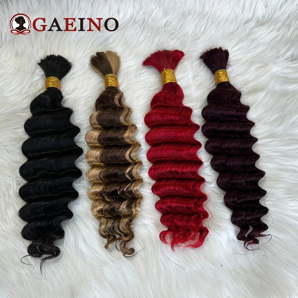 Deep Wave Bulk Hair Human Hair Braiding Color 1B# Natural Black No Weft Bulk For Braiding Extensions Salon Quality human hair extensions