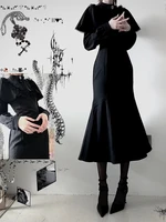 Robe plissée en dentelle noire, Streetwear, Vintage, Patchwork, Grunge Y2k, esthétique, gothique, Harajuku, moulante, avec nœud 2