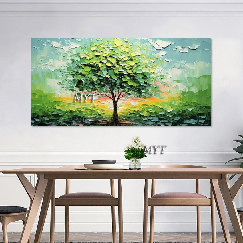 

Холст художественный дизайн новейшая ручная работа абстрактное дерево холст картина Акриловый Нож Толстая Текстура настенные картины украшение без рамки