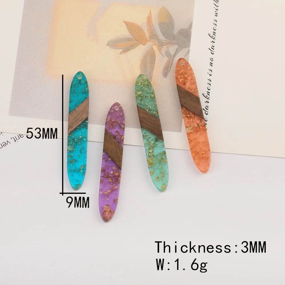 Cordial Design 50Pcs 9*53MM Jewelry Accessories/Hand Made Charms/Natural Wood&Resin/Stick Shape/Jewelry Findings&Components - cordial