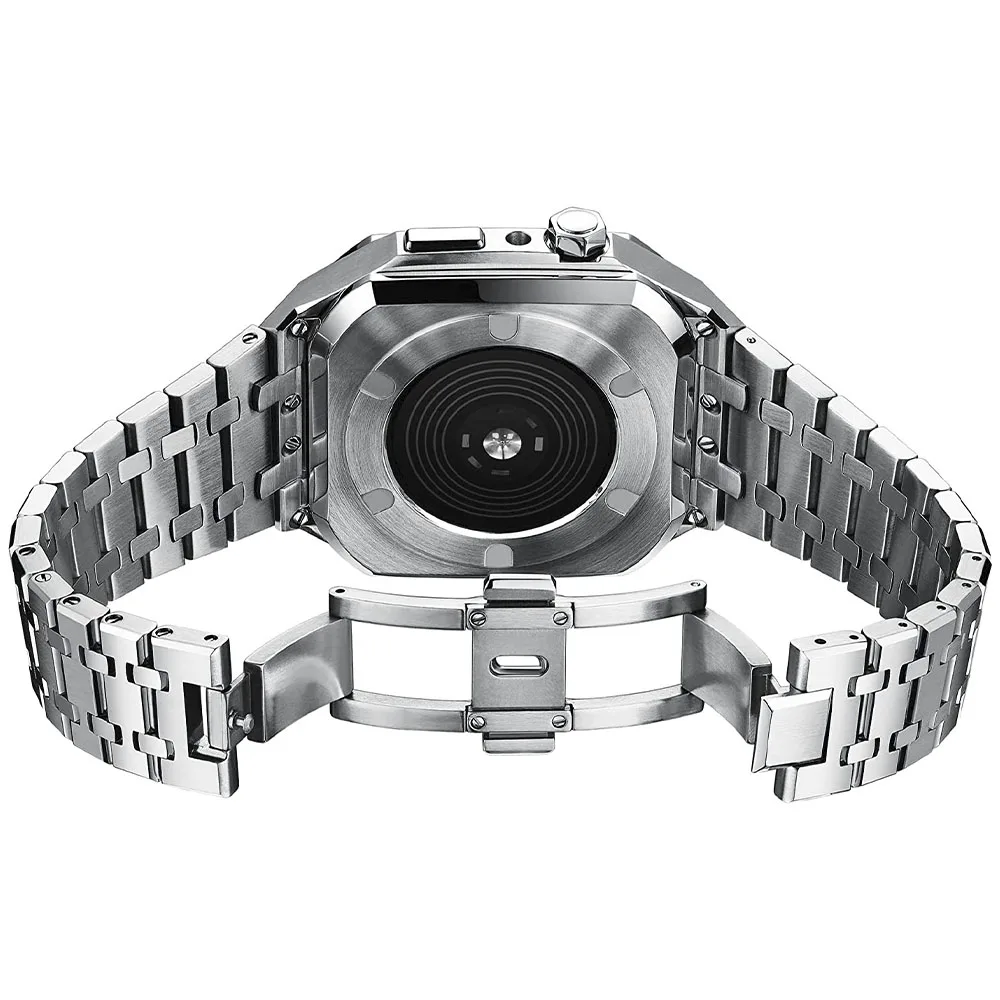 Metal Strap+Case for Apple Watch 8 7 45mm 654 SE 44mm Stainless Steel Anti-drop Protective Case for iWatch Series 45mm 44mm Band