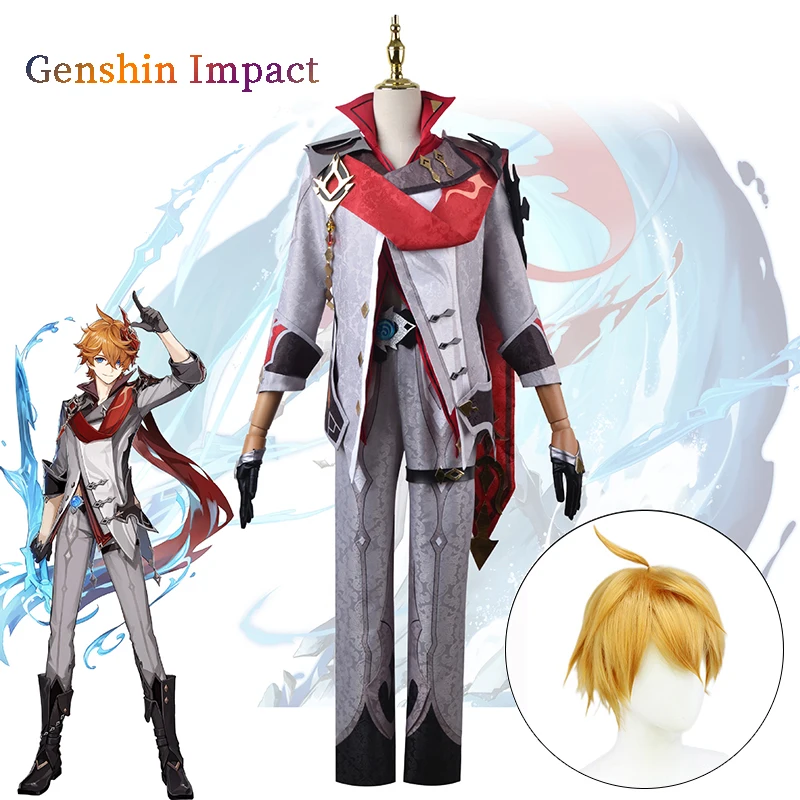 Game Genshin Impact Tartaglia Costume Cosplay Childe Tartaglia Wig Ajax Anime Carnival Clothes Christmas Halloween P