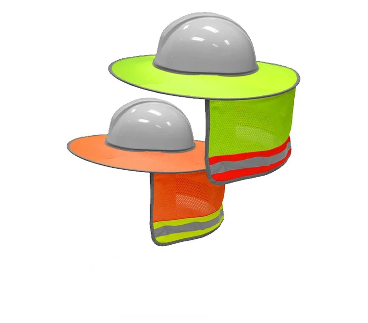 Sunshade Outdoor Construction Safety Hard Hat Sun Shade Neck Shield Reflective Stripe Protective Helmets Shield Solar Hat