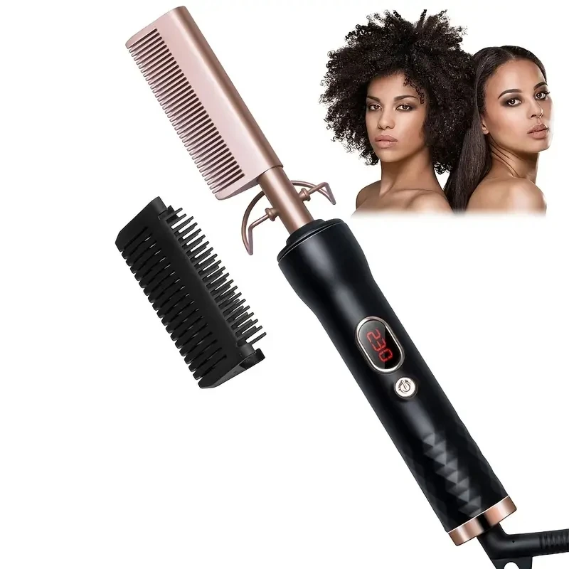 

2 in 1 Hair Straightener Brush And Curler Negative Ion Hair Straightener Styling Comb Anti Scald Fast Heating Straightening Comb