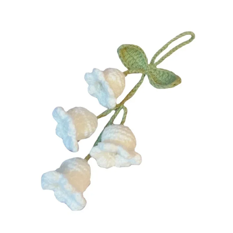Car Mirror Hanging Accessories, Lily Flower Handmade Knitted...