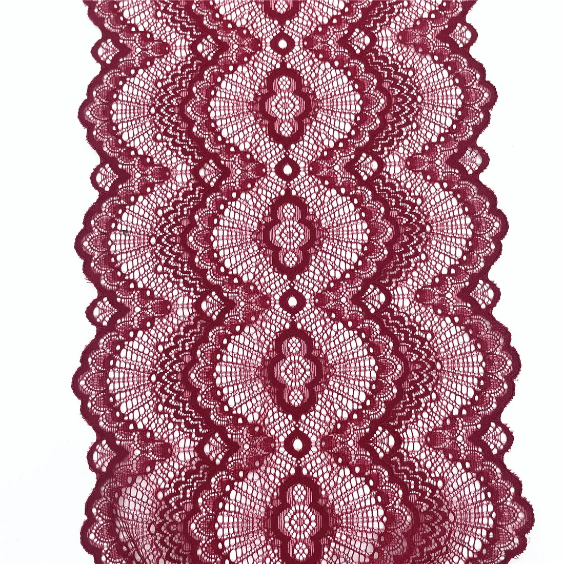 3y/lot Width 20.50cm Dark Red Elastic Stretch Lace Trim 4