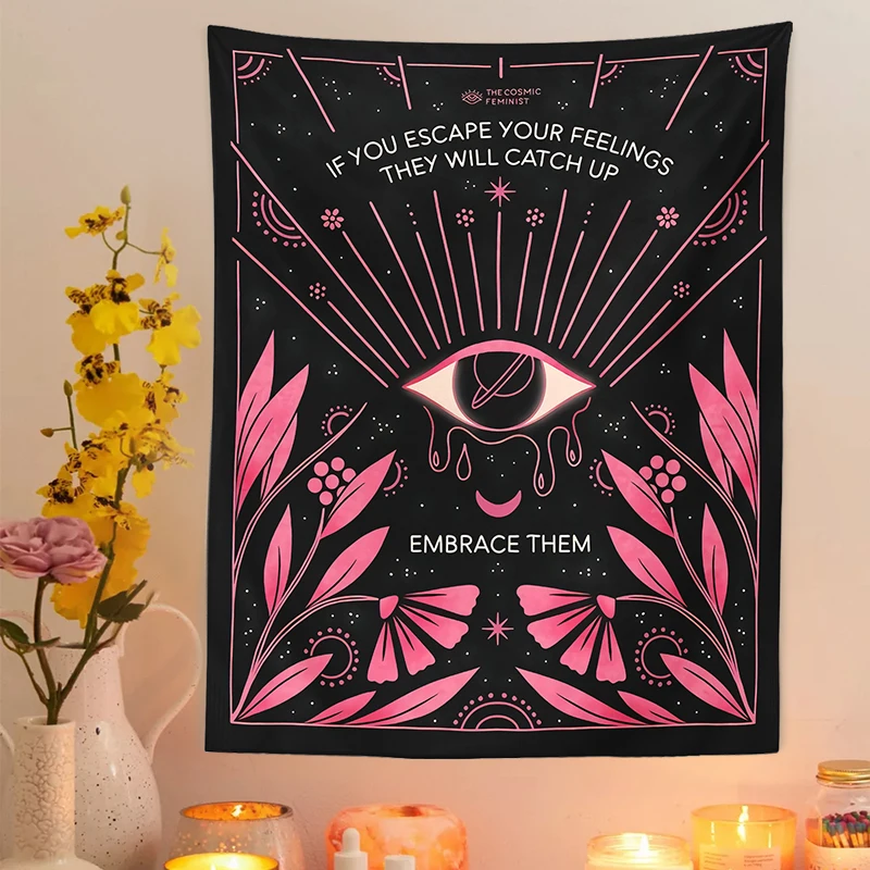 Botanical eye Tapestry Wall Hanging Simplicity Bohemia Tapestries Psychedelic Home Decor leaf poster Home Decor INS Trippy print tapestry decorations