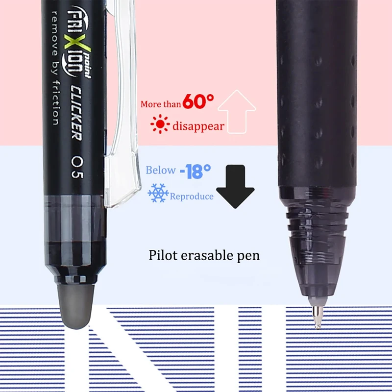 PILOT Frixion Gel Pen 0.5mm BLRT-FRP5 Push Erasable Pen Temperature Control Ink Comes School Supplies Cute Stationery 2
