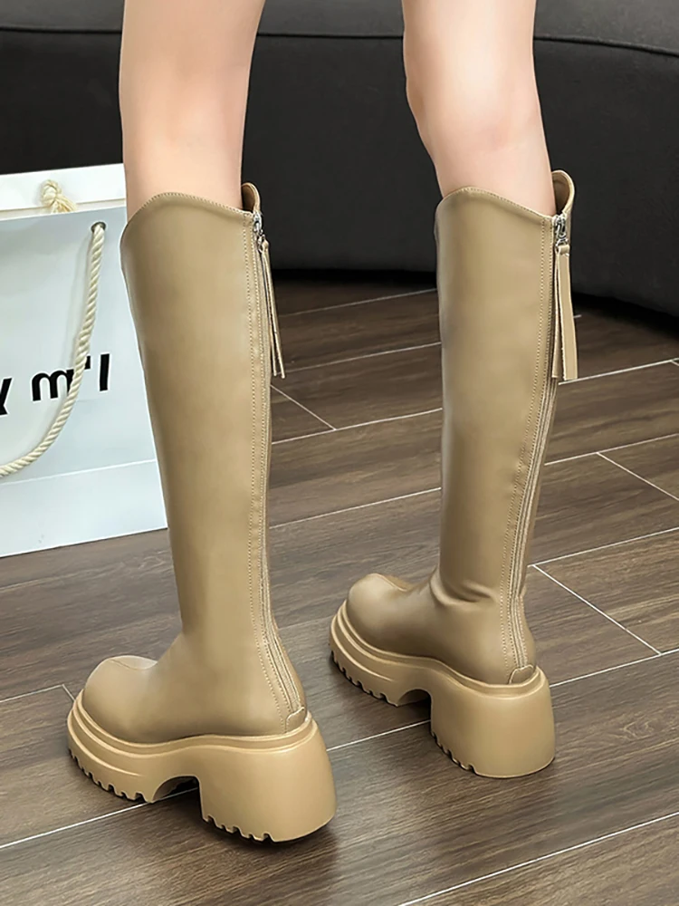 

Women Boots High Heels Female Shoes Round Toe Zipper Boots-Women Stiletto Ladies Over-the-Knee Autumn Lolita 2023 Rubber Rome So