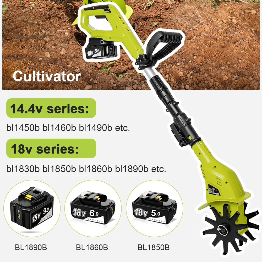 Electric Ripper Cultivator Garden Rotary Tiller for Makita Extensible Grounding Machine Power Tool Mini Weeder without Battery