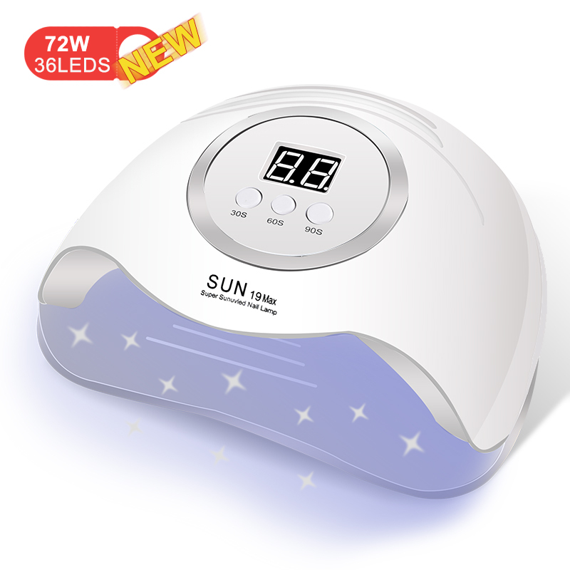 Sun X19 Max UV LED Nail Lamp For Fast Drying Gel Nail Polish 36LEDS Nail Dryer With Auto Sensor Professional Manicure Salon Tool