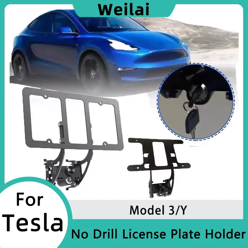 2025 Model Y License Plate Frame For Tesla - No Drill Front License Plate Mount Holder (Model Y-B, Aluminum) - View #10