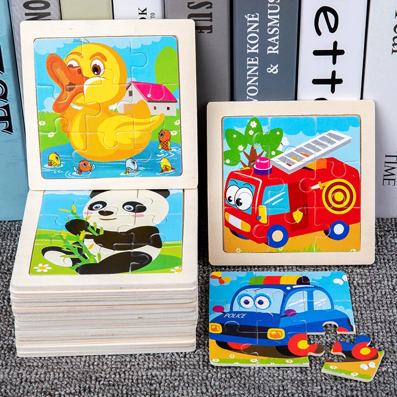 8Pc Cartoon Animal Traffic Wood Puzzle Educational Jigsaw Toys for Kids Birthday Party Favors Kindergarten Rewards Piniata Gift educational toy,animal jigsaw puzzles