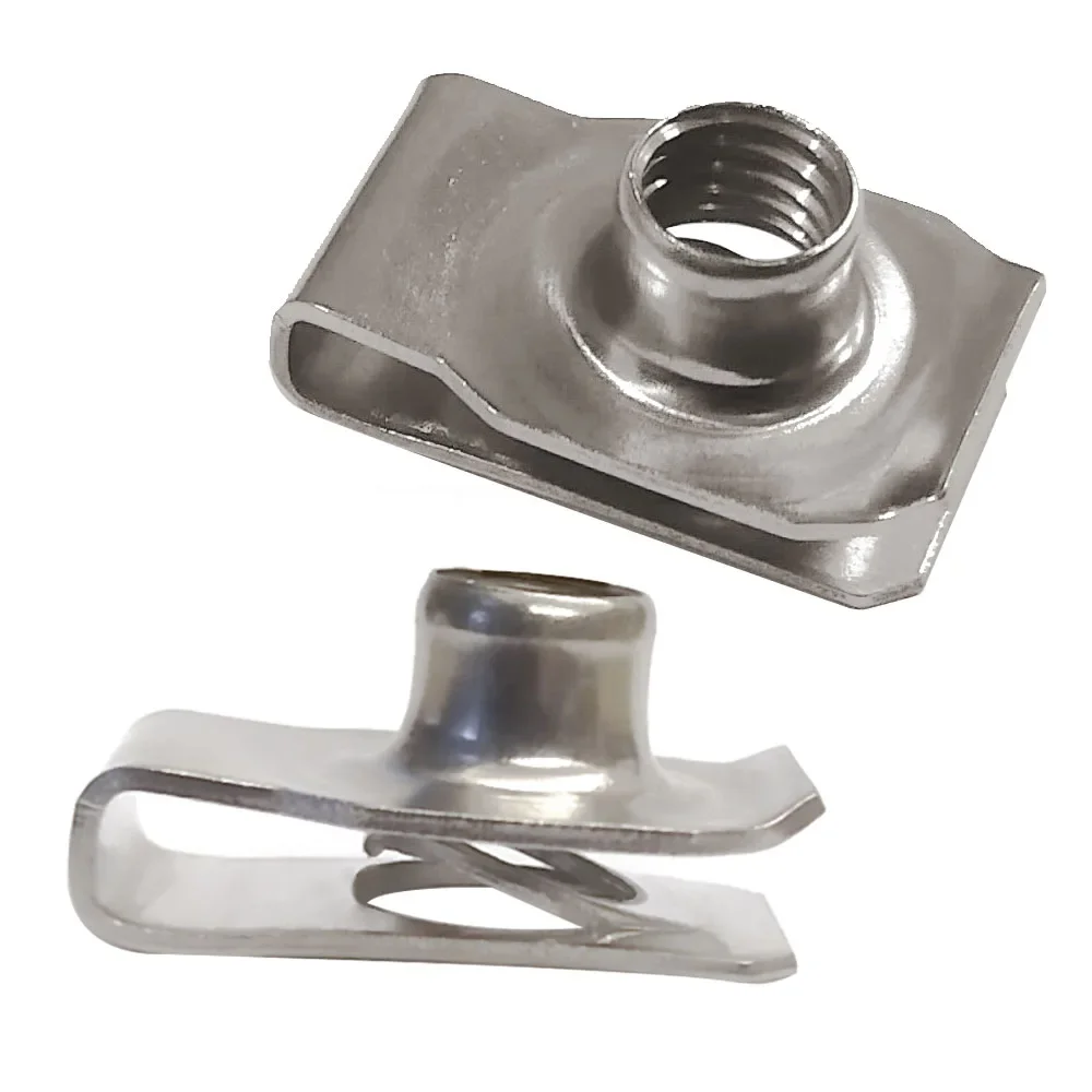 10pcs (5sets) Stainless Steel Car Body Bolts U-nut Clips M6 M5 M4 M8 Fender Retainer Fastener Leaf Spring Nuts