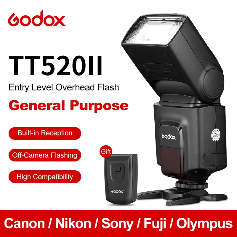 Godox Flash TT520 II TT520II con señal inalámbrica integrada de 433MHz ...