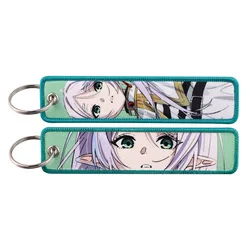 Anime - Inspired Embroidered Keychain Key Fob Holder - Cartoon Keyring Cosplay Accessory (Frieren Key Fobs - 1)