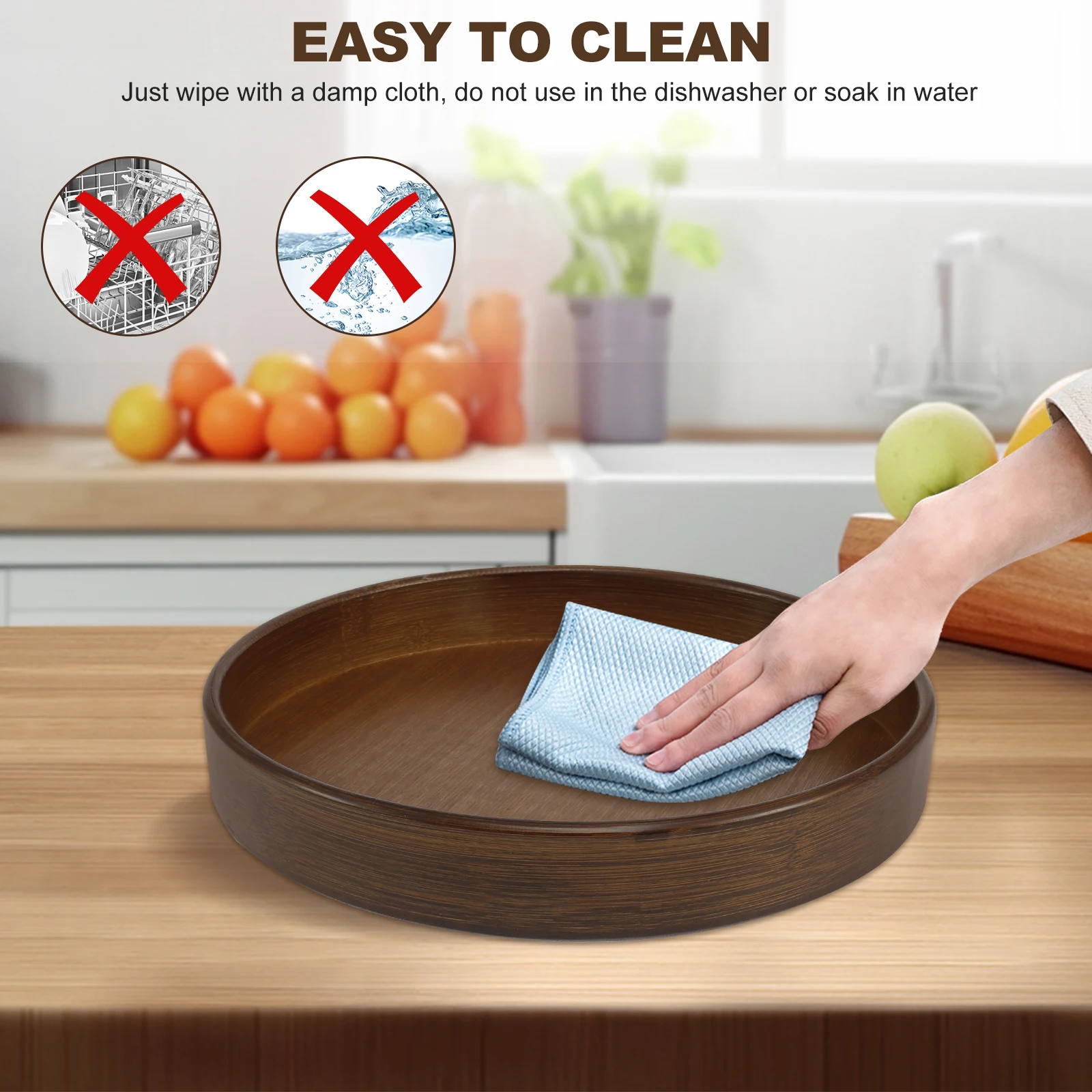 360 Rotating Wood Tray Seasoning Storage Rack Pantry Cabinet Turntable Lazy Susan Kitchen Spice Organizer Accessories
