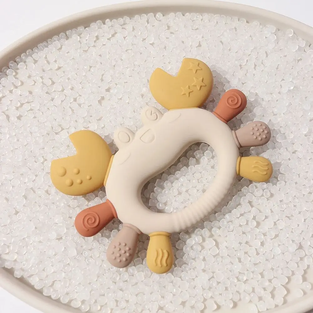 Crab-Shaped Baby Teether Food-Grade Silicone Teething Toy BPA-Free Chillable Infant Teether for Sore Gums 0-24 Months