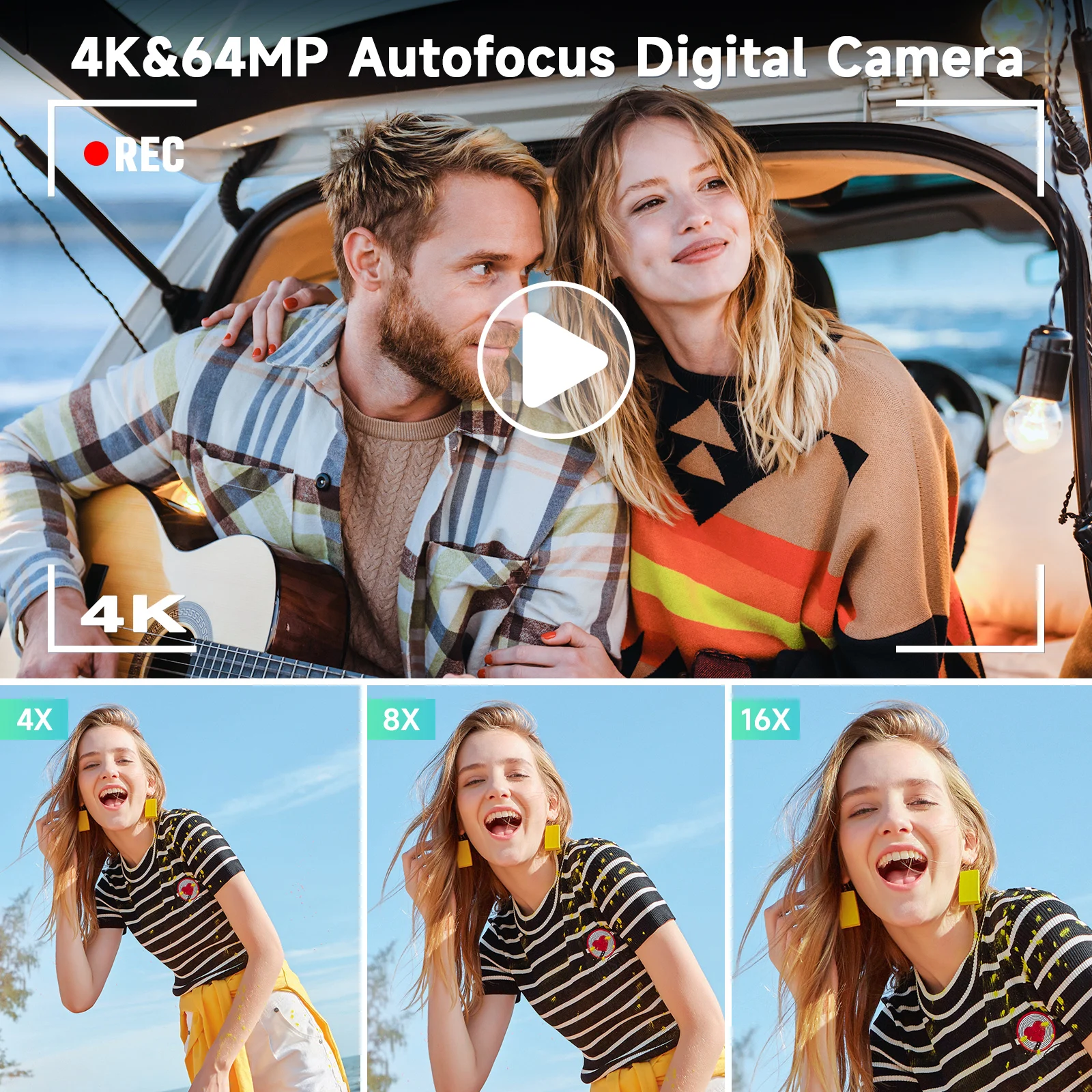 4K 48MP 브이로그 카메라 3인치 180도 ° 플립 스크린 자동 초점 기능이 있는 플래시 디지털 카메라 사진 촬영 비디오 크리스마스 선물