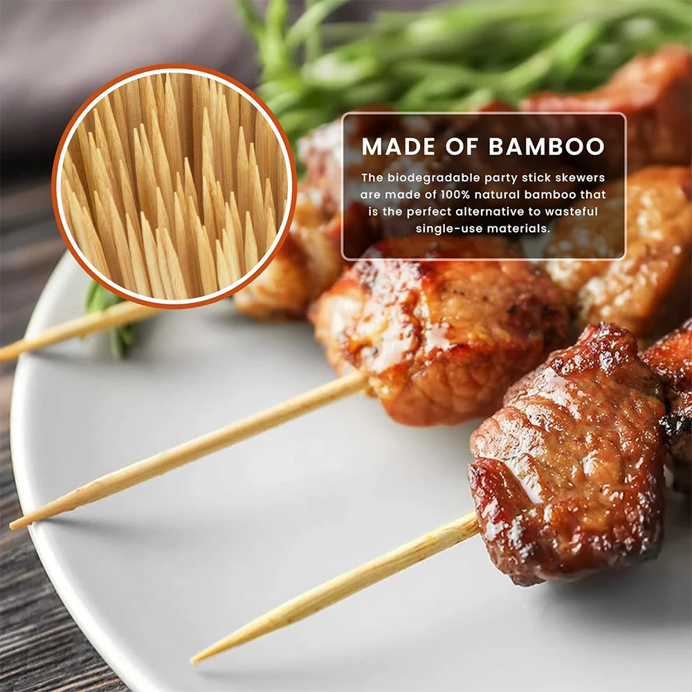 Barbecue Skewers Bamboo Stick Food Grade Disposable Natural Wood Long Sticks