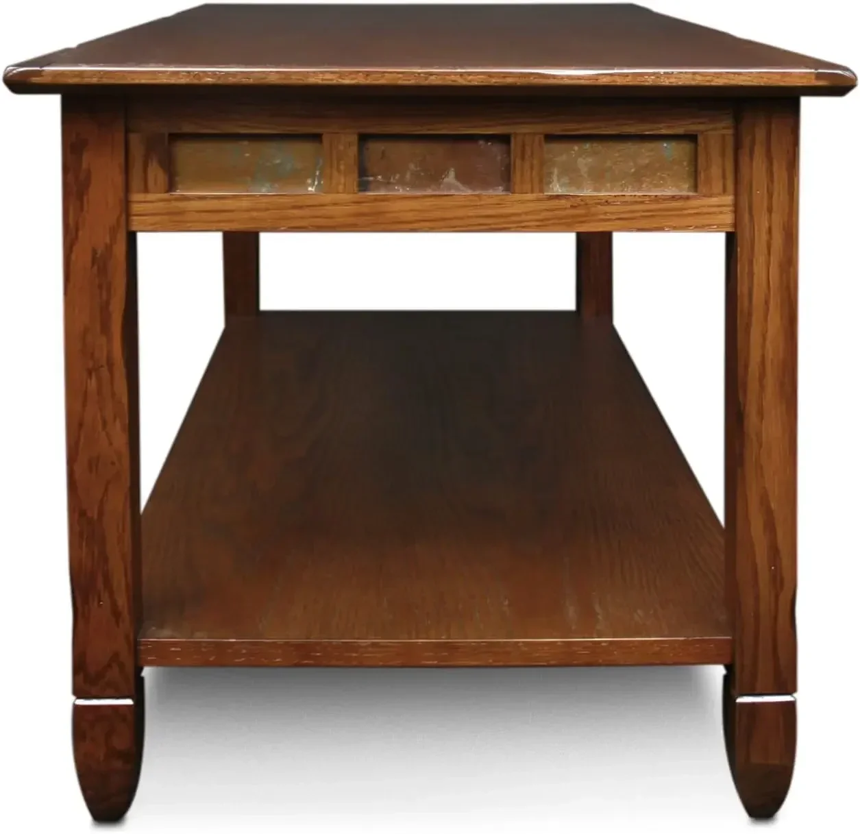 10058 Slate Tile Coffee Table with Shelf, 20 in x 38 in x 20.5 in, Rustic Oak 4
