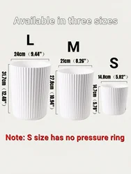Elegant Striped Waste Basket - M (WHITE)