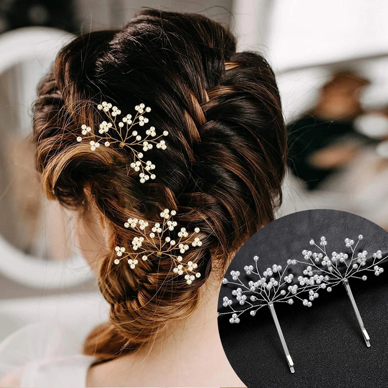 Jewelry Pearlet Bride Handmade Flower Crystal Pearls Bridal Hair Pins Set Wedding Hair Decor Accessories For Women 2pcs jewelry accessories jewelry set hair accessory bridal headwear pearl hairpins