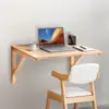 Wall Mounted Folding Table, Wall Mounted Drop Leaf Tables, Solid Wood Floating Desk for Dining, Laundry Room, Office 2