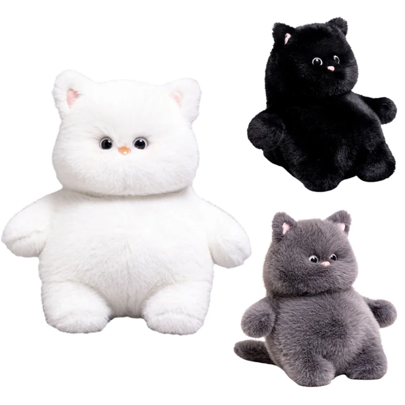 Fat Cat Plush Cuddly Companions Endearing Charm Durable Fluffy Soft Huggable Plush Kitty For Reading Companion, Home Decoration tumbeelluwa christmas table runner placemat yarn dyed tablecloth anti wrinkle durable table cover new year christmas decoration