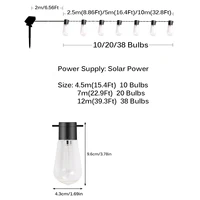LED Solar String Light Outdoor Garland Christmas Globe Bulbs Decoration Camping Garden Party Terrace Fairy Lamp Solar 2