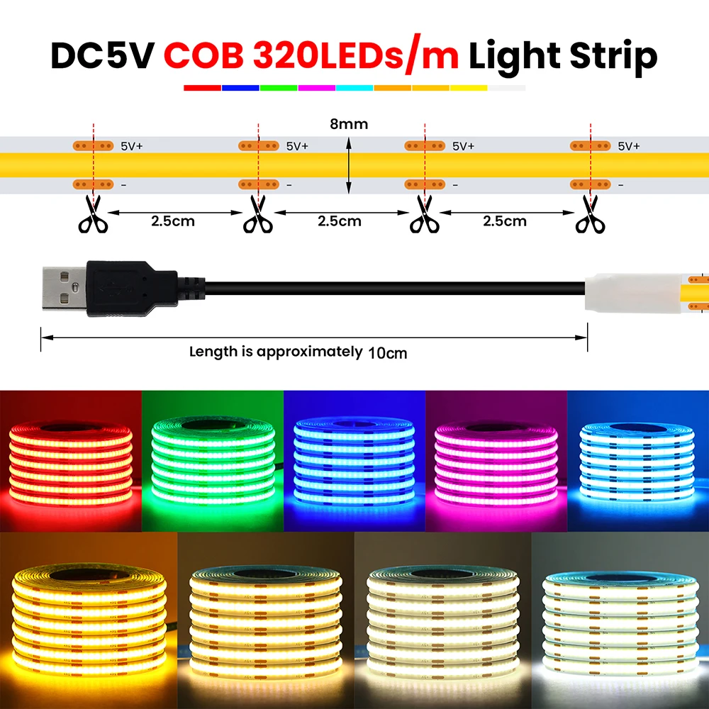 รูปสินค้า ไฟ LED Strip ยืดหยุ่น 5V สีสันสดใส ตกแต่งบ้านได้ทุกสไตล์