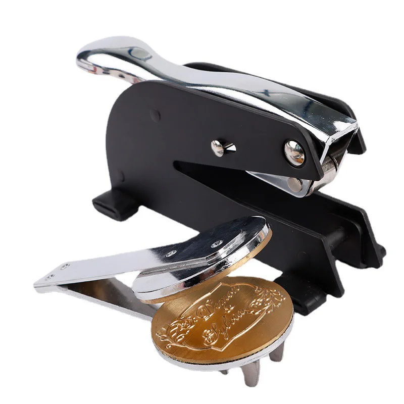 Desktop Sealing Embosser Portable Stainless Steel Handle 3D Brass Stamp Business School Company Individual Embossing paper embossing machine