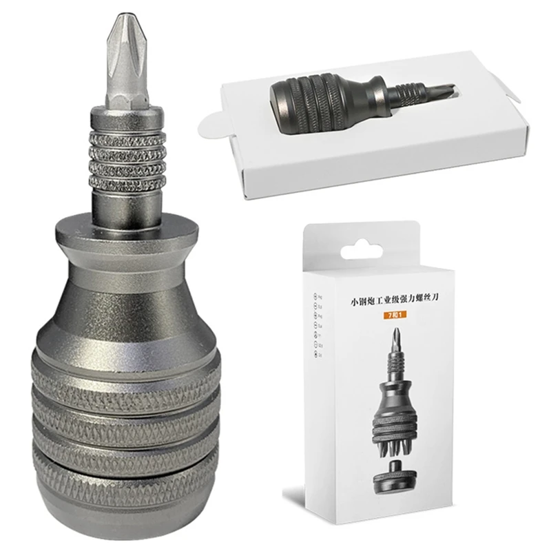 

JHD-7 In 1 Mini Screwdriver Titanium Screwdriver 1/4 Inch Magnetic Phillips Torx Screw Driver Bit Kit Home Repair Tools