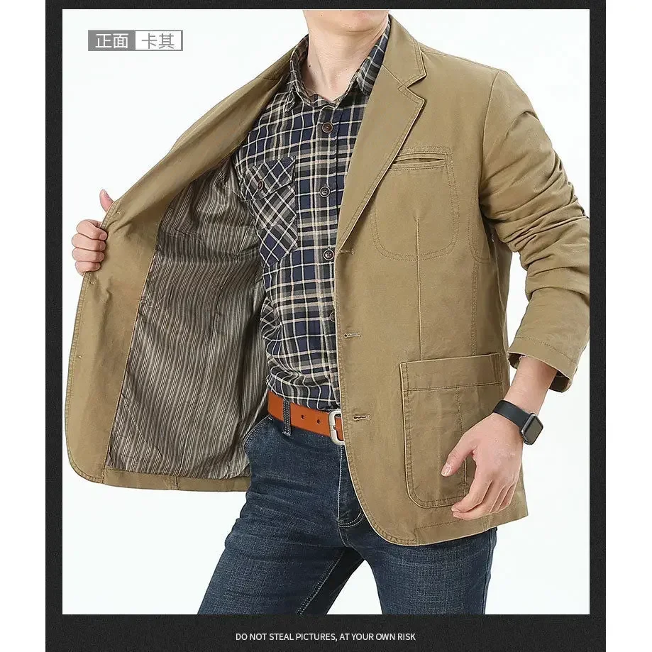 New Autumn winter suit Men fashion jacket Casual Blazers Cotton Denim Parka Men's loose Jackets male Big Size wear X37