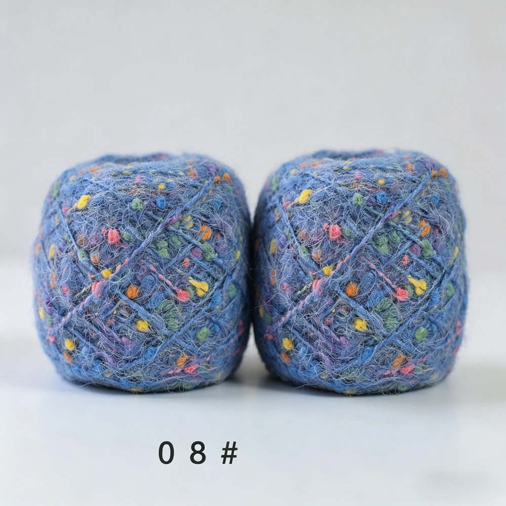 2 볼 레인보우 컬러 도트 모헤어 원사 부드럽고 편안한 손으로 짠 DIY 스카프 숄 코트 뜨개질 크로셰 혼합 실