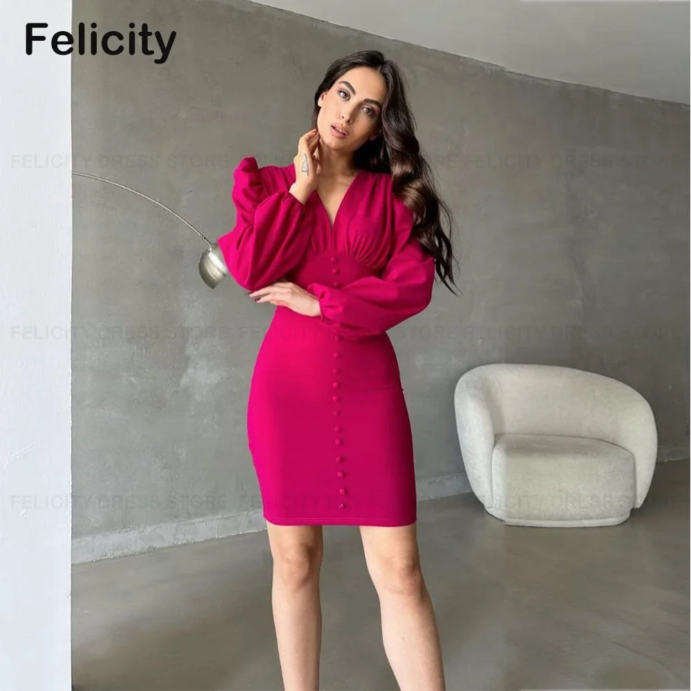 

Simple Wedding Guest Party Dresses 2023 Sheath V-neck Pleated Mother of the Bride Dress Short Evening Gowns فستان حفلات الزفاف