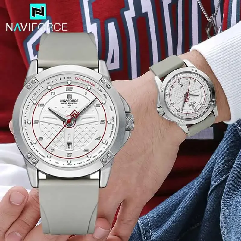 NAVIFORCE Top Brand Men Wristwatch Fashion Luxury Calendar Waterproof Watch Silicone Sport Military Army Quartz Male Watches
