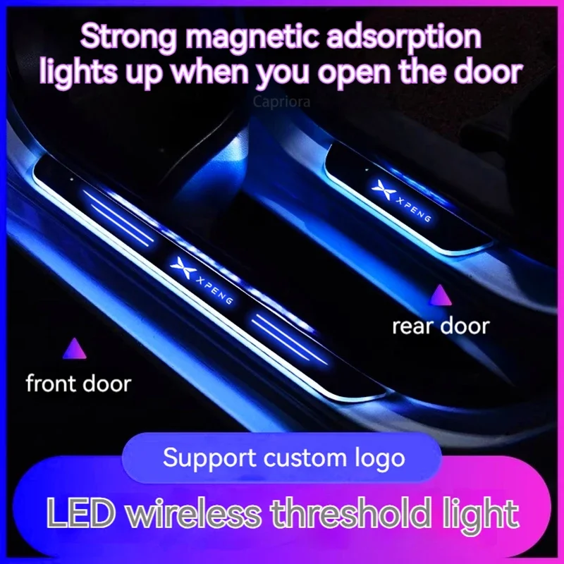 

For XPENG P5 P7 G3 G6 G9 X9 N5 F57 BETA Wireless LED Car Door Sill Moving Luminous Welcome Pedal Threshold Light Atmosphere lamp