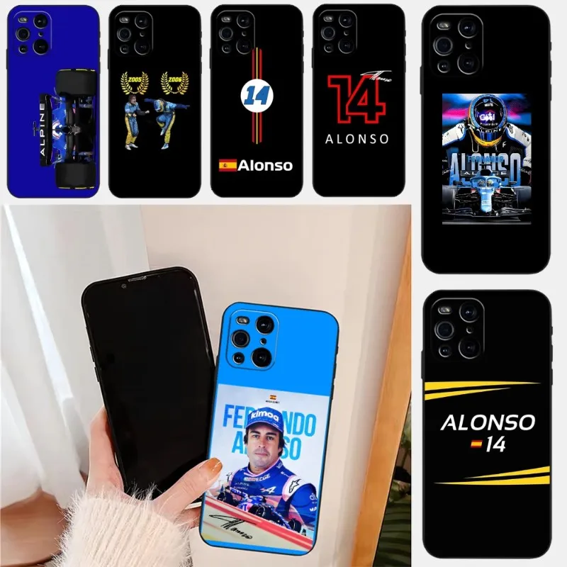 Fernando Alonso 14 Renault F1 Da Corsa Cassa Del Telefono Per Oppo Trova X3Neo X3Pro X5Pro Reno6 7 Proplus A16 A54 A57 K9 A74 A93 A94 Copertura