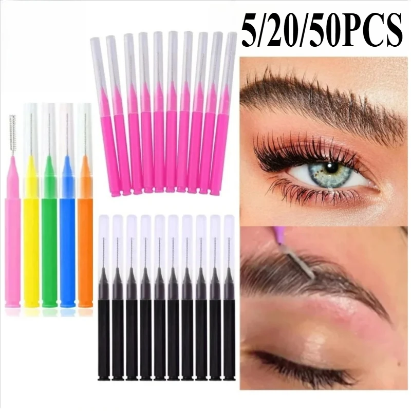 5/10/50PCS Mini Eyebrow Brush Brow Perm Brush Disposable Brow Lifting Brushes Bendable Micro Eyelash Brush Applicators Tools