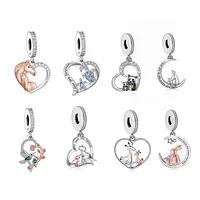 Fit Original Charm Bracelet 925 Sterling Silver Heart  Horse Mother and Baby Foal Bead For Making Women Mother's Day Berloque 1