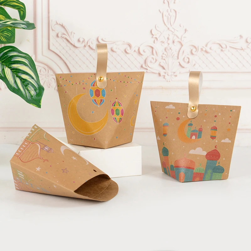 5/10Pcs EID Mubarak Candy Gift Box Ramadan Decoration Cookie Gifts Packaging Bag 2024 Islamic Muslim Party Supplies Home Decor