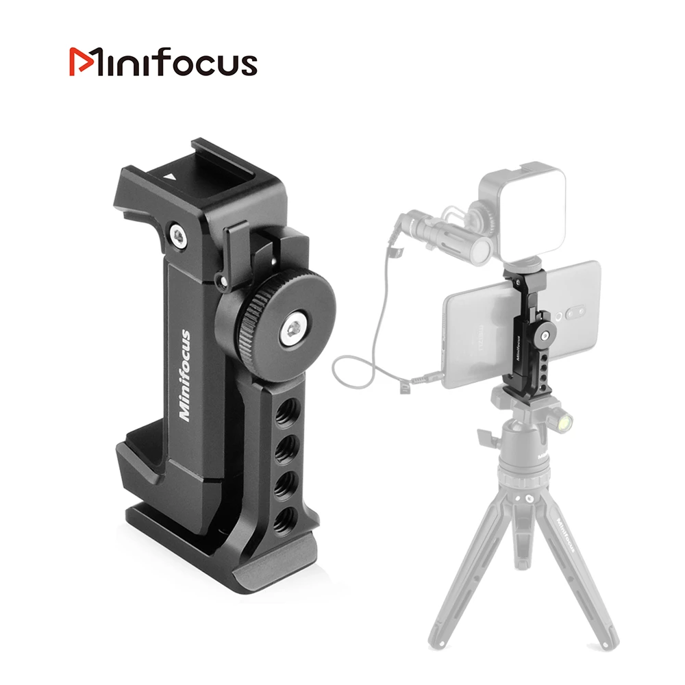 Phone Tripod Mount with Cold Shoe Mount Rotated Cell Phone Clamp Holder