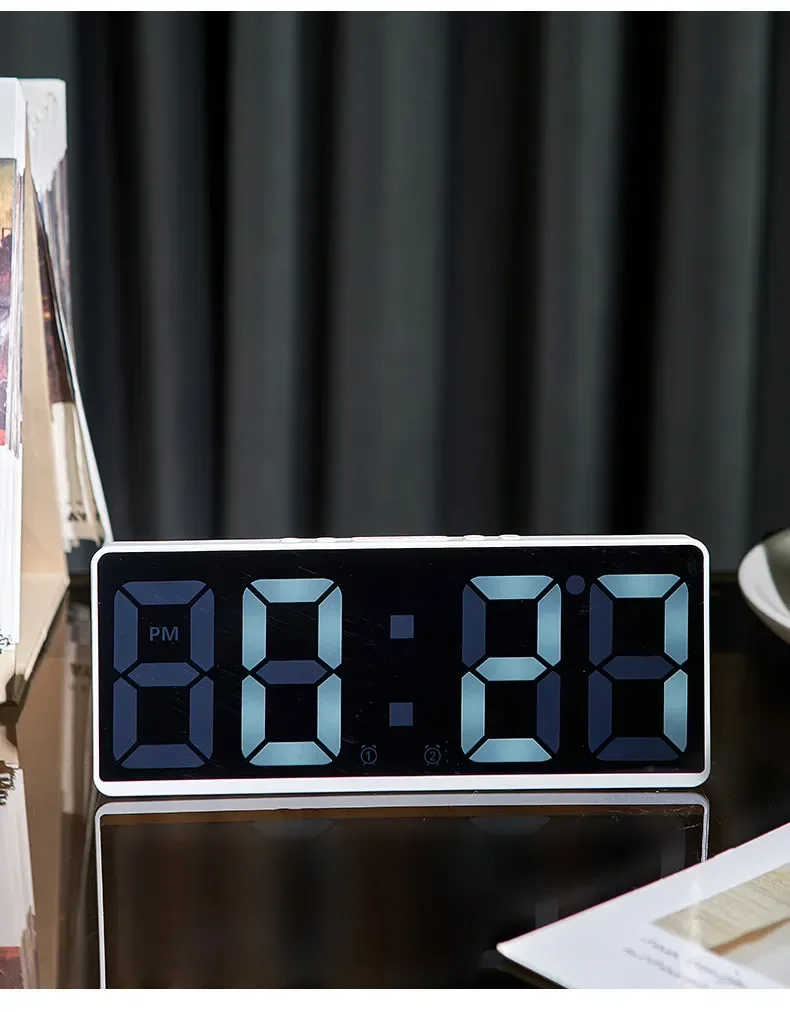 LED Digital Electronic Clock Backlit Large Digital Alarm Clock Temperature Calendar Bedside Table Lamp Night Light Home Decor