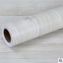 Gray White Wallpaper Sticker Wood Roll Waterproof PVC Self Adhesive  Removable Vinyl Furniture Kitchen Cabinet Contact Paper