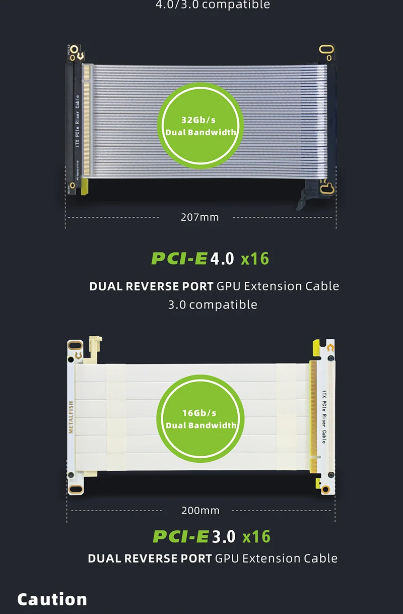 PCIe5.0 x16 Riser Cable GPU Extension Wire for ITX Chassis Mini Compact Case Wit