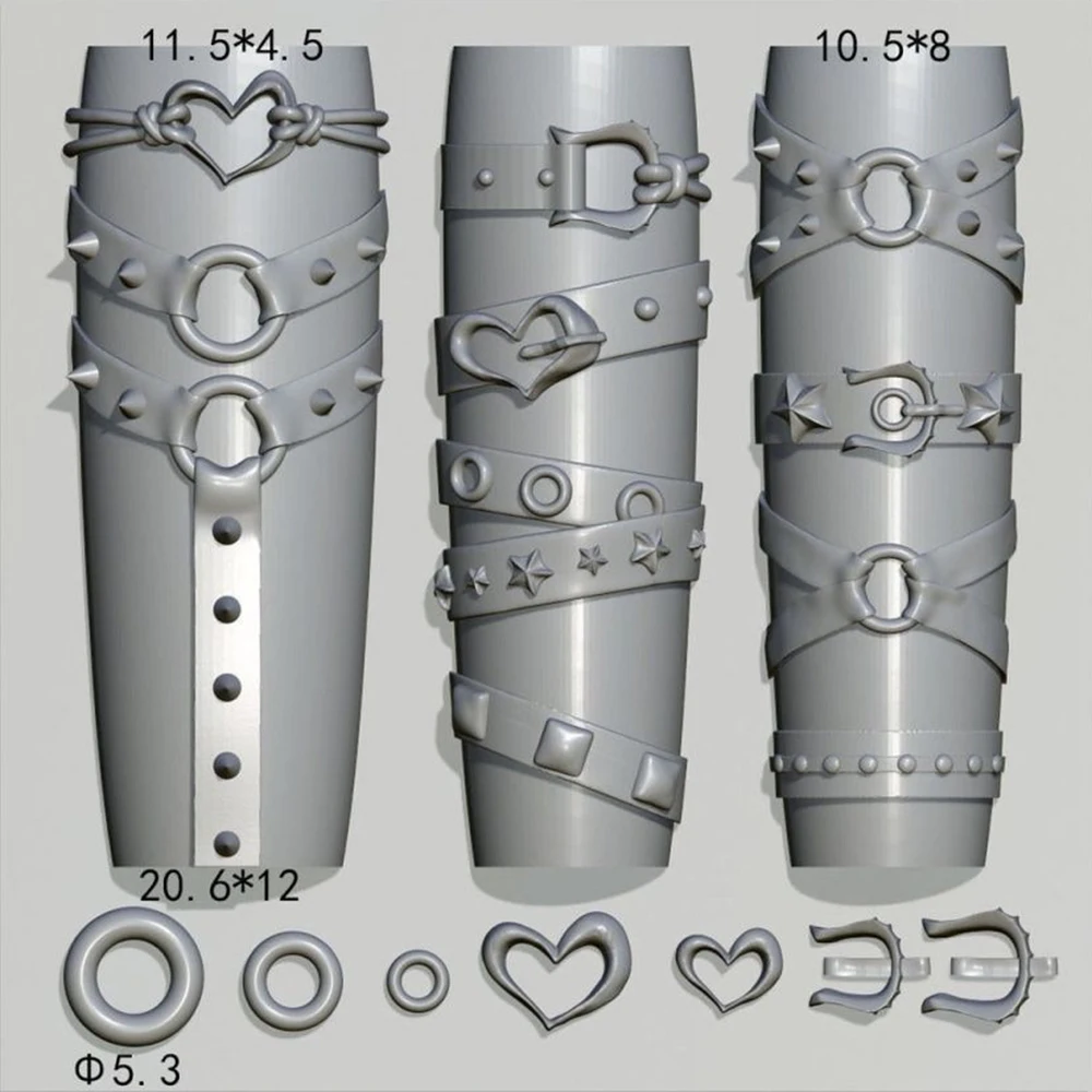 벨트 버클 펑크 여성용 레진 네일 파츠 도구 네일 몰드 실리콘 엠보싱 네일 아트 몰드 매니큐어 참 장식 용품 X