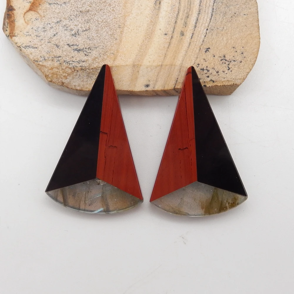 Natural Gemstone Intarsia Earrings for Women, Gemstone Earrings Beads for Jewelry Making, Labradorite, Obsidian and Jasper