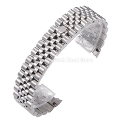 Curved End Stainless Steel Watch Strap Replacement Bracelet - 20mm (Silver)